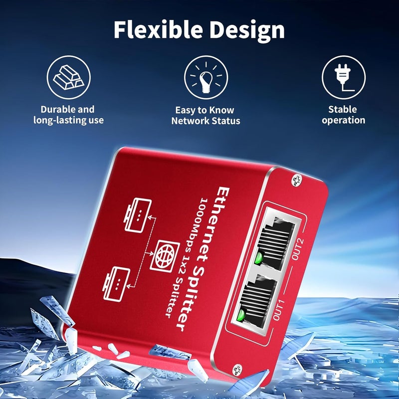 Goalake Ethernet Splitter 1 to 2 High Speed 1000Mbps, Gigabit Ethernet Splitter, LAN Splitter Dual LAN RJ45 Port Router Switch for Cat5/5e/6/7/8 Cable, IEEE 802.3 Compliant Plug and Play - Image 2
